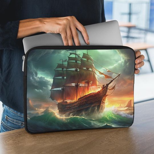 Discover Pirate Ship Laptop Sleeve - Nautical Gaming Accessory