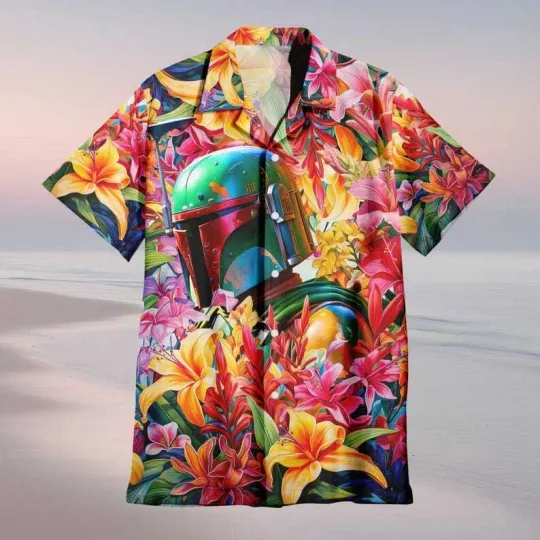 Discover Colorful Tropical Flowers Boba Fett Star Wars Beach Summer Aloha Hawaiian Shirt