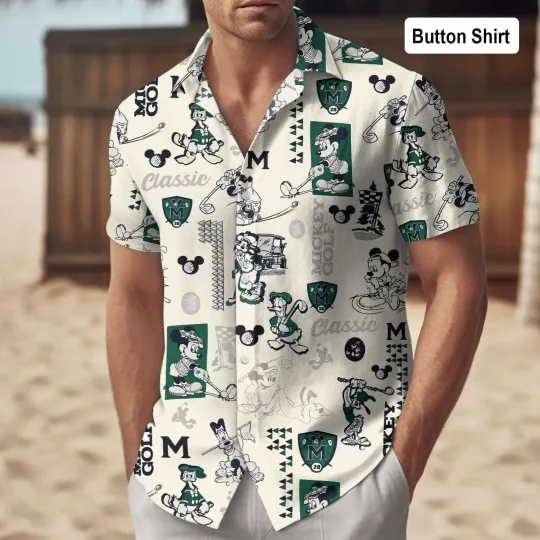 Discover Mickey Mouse And Friends Play Golf Summer Classic Hawaiian Shirt