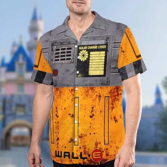 Discover Wall-E Cosplay Costume Robot Love Solor Charge Level Hawaiian Shirt