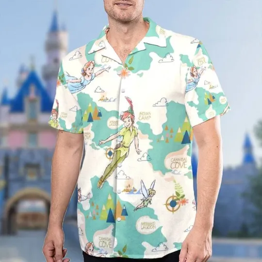 Discover Peter Pan And Friends Flying To Neverland Peter Pan Fans Gift Hawaiian Shirt