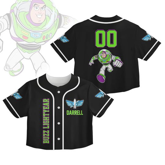 Discover Toy Story Buzz Lightyear Crop Top Baseball Jersey, Disney Toy Story Jersey, Buzz Lightyear Jersey Shirt, Halloween Gift