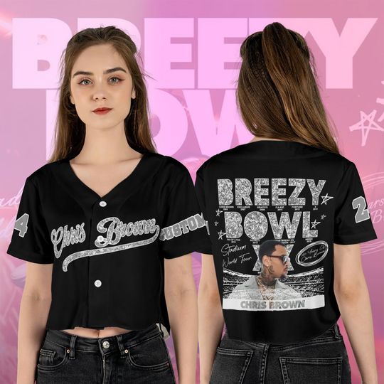 Personalized Breezy Bowl 25 Jersey, Chris Brown Crop Top Baseball Jersey, Concert Shirt for Chris Brown Fans, Summer 2025 Breezy Bowl XX