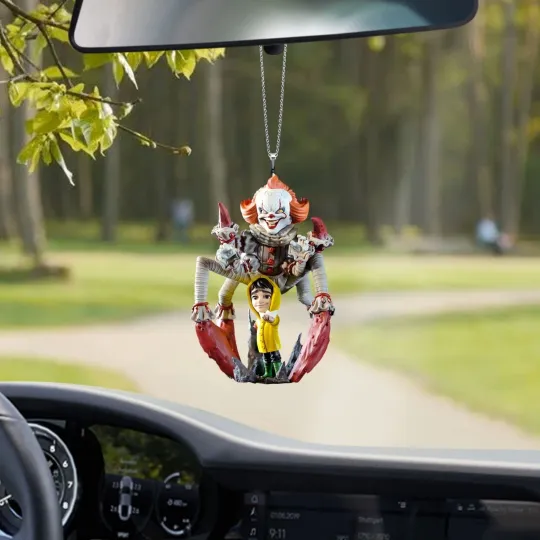 Horror Pennywise It Car Ornament, Halloween Pennywise Clown Ornament Gift Decor