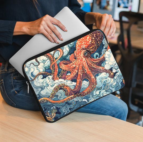 Discover Octopus Laptop Sleeve: Artistic Cover for Macbook Air/Pro 13, 15, iPad - Gift for Sea Life Enthusiasts