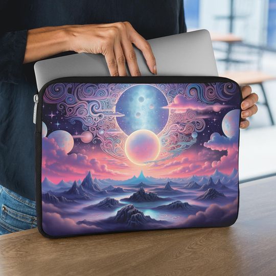 Discover Celestial Laptop/Tablet Sleeve with Dreamy Planets and Stars - Protective Sleeve for Tech Devices, Perfect Astrology Gift, Space Lovers Gift