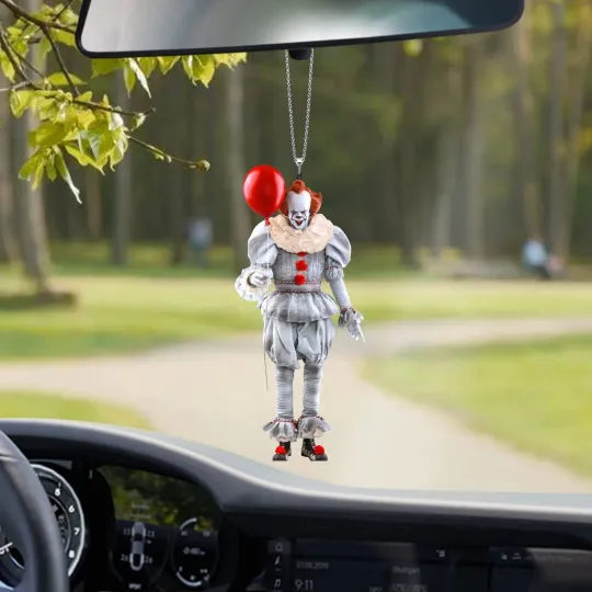 Horror Pennywise It Car Ornament, Halloween Pennywise Clown Ornament Gift Decor