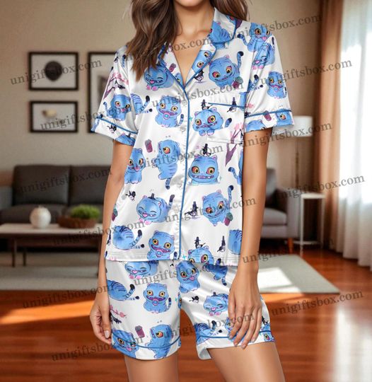 Discover KPop Demon Hunters Derpy Blue Tiger and Susie Bird Pajama Set  K-Pop Demon Hunters Sleepwear, Gift For Kpop Lovers, Kpop Movie Merch