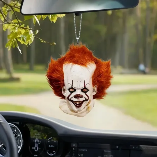 Horror Pennywise It Car Ornament, Halloween Pennywise Clown Ornament Gift Decor