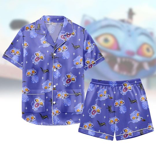 Discover Derpy Tiger Costume Pajamas Set, Blue Tiger And Bird Demon Hunter Shirt, Demon Hunter Kpop Sleepwear, Huntrix Kpop Movie Loungewear