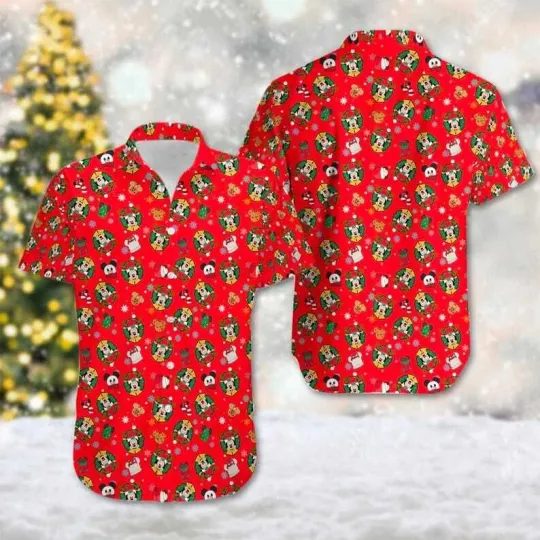 Discover Mickey Mouse & Friends Cartoon Xmas Party Merry Christmas Red Hawaiian Shirt