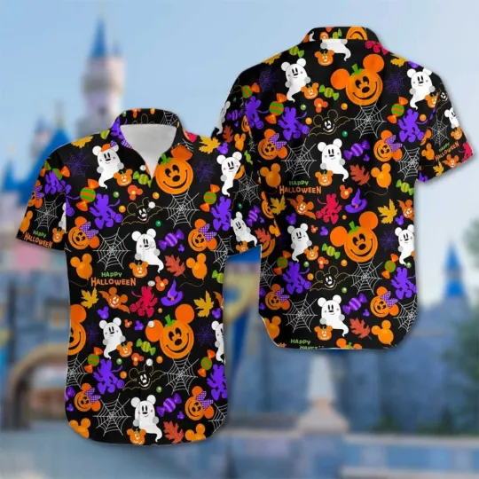 Discover Mickey Mouse Pumpkin Happy Halloween Spooky Season Hawaiian Shirt