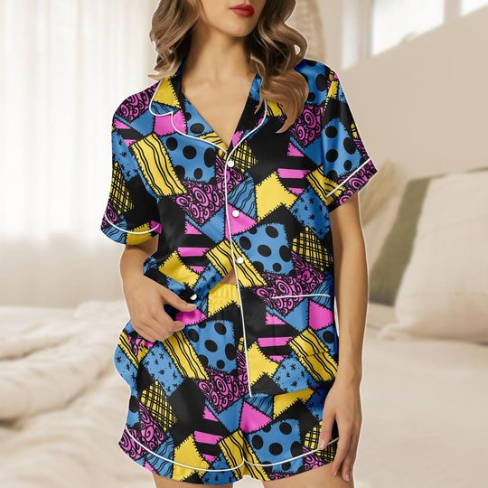 Sally Short Pajamas, Silky Lounge Outfit, Nightmare Before Christmas Sleepwear Set for Women, Pajama Shorts, Gift for Disney Fan