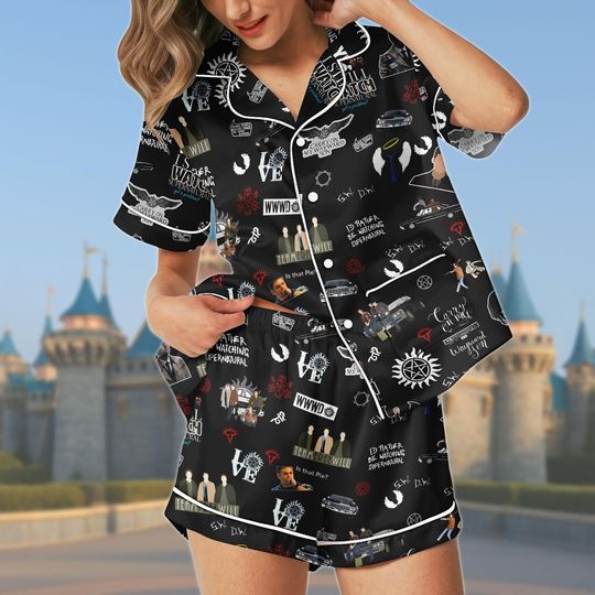 Supernatural Short  Pajama Set, Short Sleepwear, Winchester Brothers Loungewear, TV Show Gift, Dean and Sam Nightwear Outfit