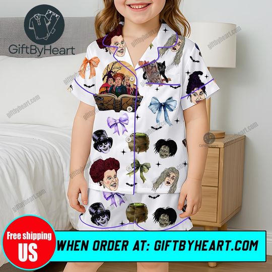Hocus Pocus Kids Pajama Set, Sanderson Sisters Halloween PJs, Spooky Season Sleepwear for Kids, Trick or Treat Pajamas