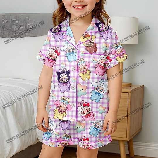 Labubu Pajama Set, Labubu Kids Pajamas  Toddler and Youth Cartoon Sleepwear Set, Toddler to Youth Sizes, Boys & Girls  Sleepwear