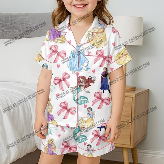 Disney Princess Pajama Set, Watercolor Disney Princess PJs,  Princess Birthday Sleep Set, Matching Family Pajamas