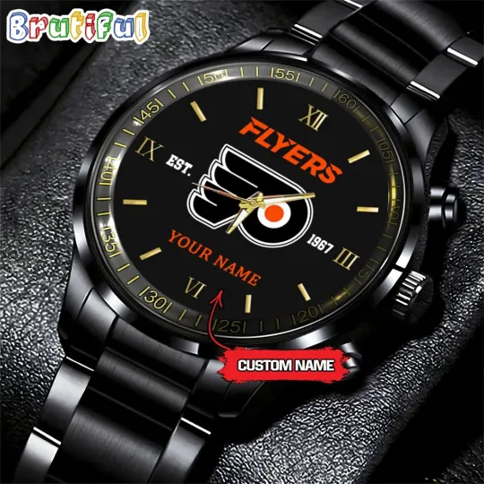 Discover Philadelphia-Team Flyers Hockey Black Stainless Steel Watch With Full Box