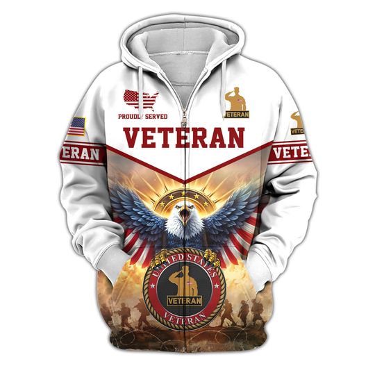 Discover Proudly Served American Eagle Hoodies For Men Veteran Pullover Hoodie Patriotic Sweatshirts For Men Military Gifts American Flag Hoodie