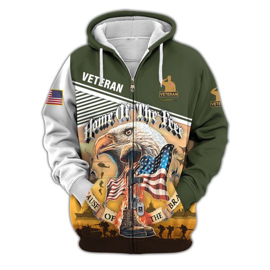 Discover Home Of The Free Veteran Pullover Hoodie Military Jacket Eagles Zip Up Hoodie Patriots Veteran Sweatshirt Veteran Gifts