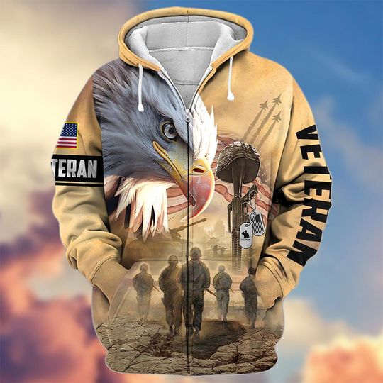 Discover Veteran Zip Up Hoodie Veteran Sweatshirt Military Hoodie Patriotic Hoodie Fathers Day Gifts Patriots Gifts Zip Hoodie For Men Dad Military
