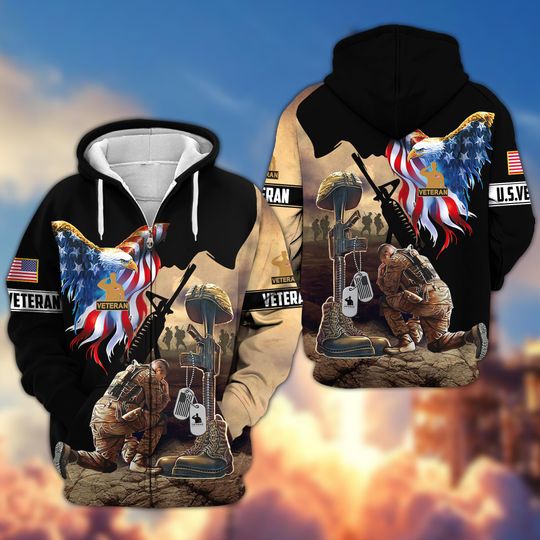 Discover Veterans Day Patriotic Zip Hoodie, Military-Inspired Veteran Gift