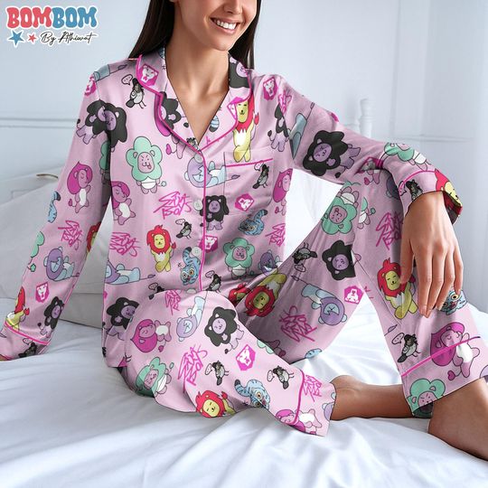 Discover K-Pop Demon Hunters Saja Boys Pjs Set, Saja Boys Pajamas Long Sleeves, Rumi Jinu Mira Zoey Kpop Demon Hunters Sleepwear,Gift For Kpop Lovers