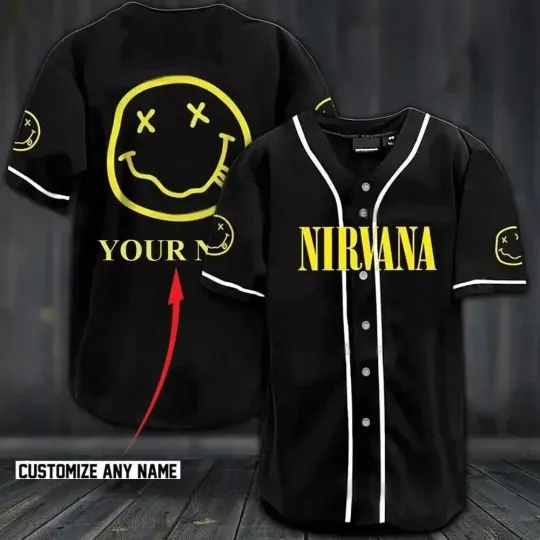 Discover Personalized Nirvana Rock Band Printed Baseball Jersey Shirt