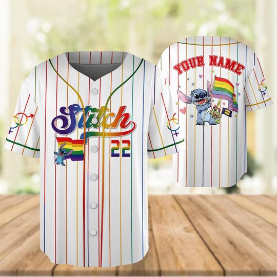 Discover Custom Stitch Rainbow Pride Baseball Jersey, LGBT Team Baseball Shirt
