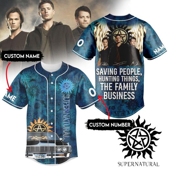 Custom Supernatural Baseball Jersey, Dean Winchester Shirt, Retro Dean Baseball Shirt