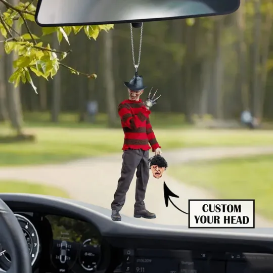 Personalized Freddy Krueger Car Ornament, Halloween Freddy Krueger Ornament Gift