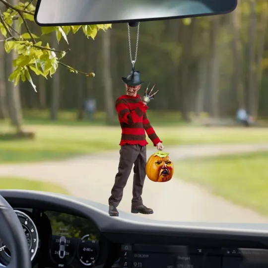 Personalized Freddy Krueger Car Ornament, Halloween Freddy Krueger Ornament Gift
