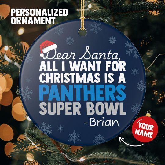 Discover Carolina Panthers Christmas Ornament Gift for All I Want For Panthers Christmas Gift fo Dad Holiday Decoration for Panthers Stocking Stuffer