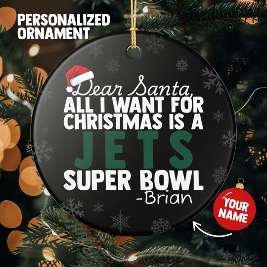 Discover New York Jets Christmas Ornament Gift for All I Want For Jets Christmas Gift for Dad Holiday Decoration for Jets Stocking Stuffer for Him