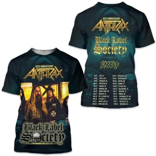 Anthrax Black Label Society 40th Anniversary 3D T-Shirt