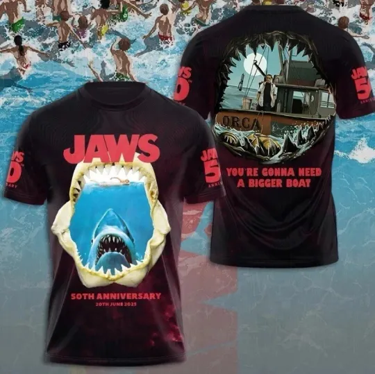 Discover Jaws 50 Years You Are Gonna Need A Bigger Boat 3D T-Shirt