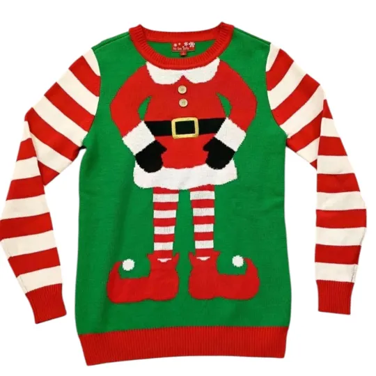 To Be Jolly Ugly Christmas Elf Sweater Small Festive Holidays Humor Party Red