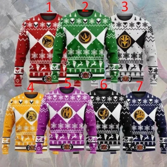 Discover Power Ranger Ugly Christmas Sweater, Power Ranger Ugly Christmas Sweater For Men