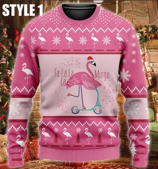 Flamingo Christmas Sweater, Flamingo Ugly Sweater, Holiday Sweater, Funny Xmas