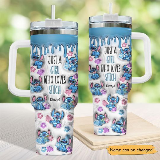Discover Custom Just A Girl Who Loves Stitch Tumbler 40Oz, Lilo and Stitch Cartoon Tumbler