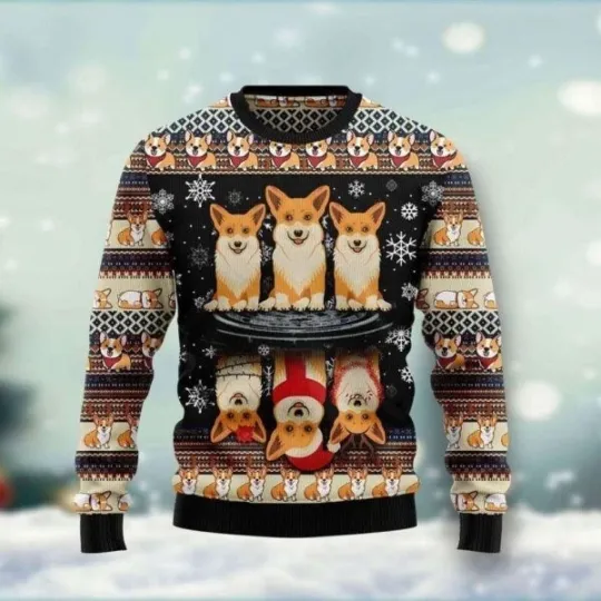 Pembroke Welsh Corgi Ugly Christmas Sweater, Dog Happy Holiday Christmas gift
