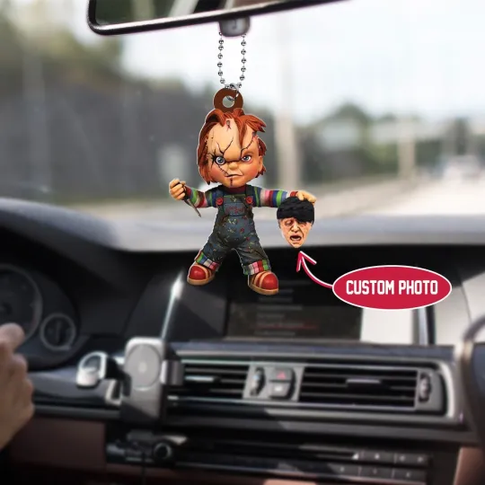 Discover Personalized Chucky Doll Car Ornament, Halloween Chucky Wanna Play Ornament Gift