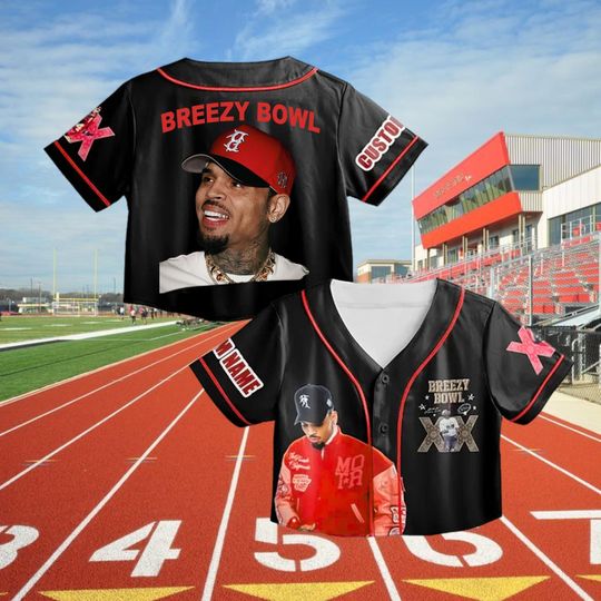 Discover Chris Brown Crop top Baseball Jersey, Personalized Breezy Bowl Crop top Jersey, Chris Brown Fans, Summer 2025 Breezy Bowl XX, Breezy XX Tour