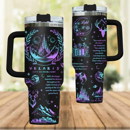 Velaris Acotar Engraved Tumbler 40oz, Velaris City Of Starlight Tumbler Laser
