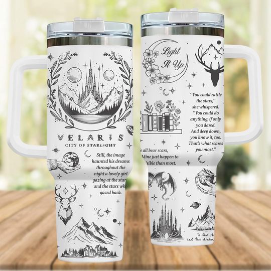 Velaris City Of Starlight Engraved Tumbler 40Oz, SJM Velaris Tumbler