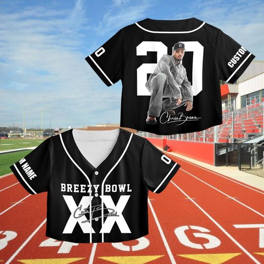 Discover Chris Brown Crop top Baseball Jersey, Personalized Breezy Bowl Crop top Jersey, Chris Brown Fans, Summer 2025 Breezy Bowl XX, Breezy XX Tour