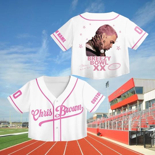 Personalized Chris Brown Breezy Bowl XX Tour 2025 Crop Top Baseball Jersey, Breezy Bowl Jersey, Chris Brown Jersey, Gift for Team Breezy