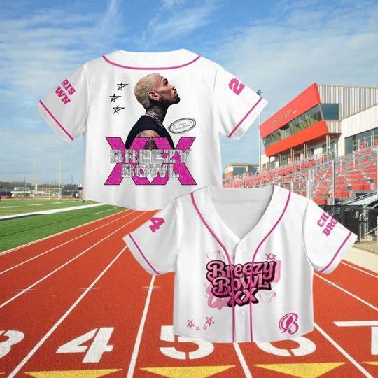 Discover Chris Brown 2025 Crop top Football Jersey Full Mesh,Breezy Bowl XX Concert 2025, Chris Brown Merch,Country Music,Chris Brown Baseball jersey