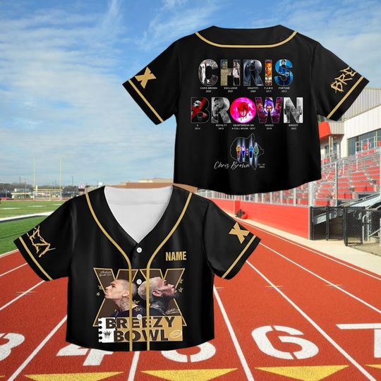 Discover Chris Brown Crop top Baseball Jersey, Personalized Breezy Bowl Crop top Jersey, Chris Brown Fans, Summer 2025 Breezy Bowl XX, Breezy XX Tour