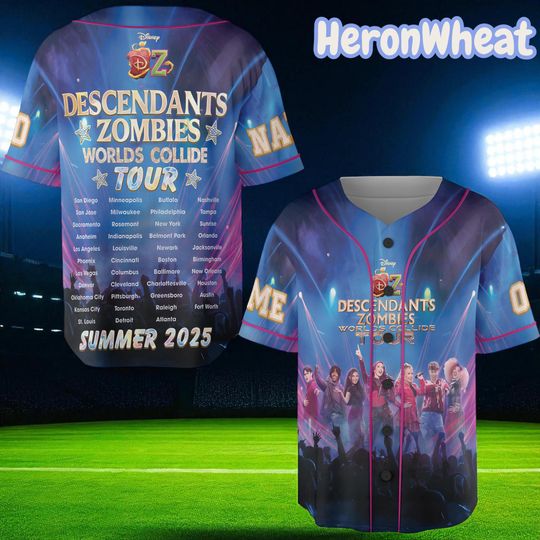 Descendants Zombies Worlds Collide Tour Jersey, Rise of Red Concert Shirt, Like The Zombies Do Summer Tour 2025 Disney Family Trip Outfit